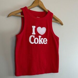 Coca Cola I ❤️ Coke Red Crop Tank Top Ribbed Graphic Size M